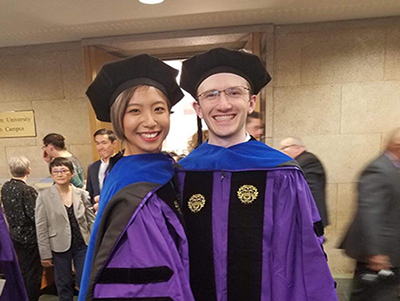 Dr. Li pictured with Dr. Hujsak (former VPD Group graduate) at their PhD Hooding ceremony last weekend